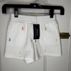 Ralph Lauren Polo Kids White Shorts with Colorful Embroidery
